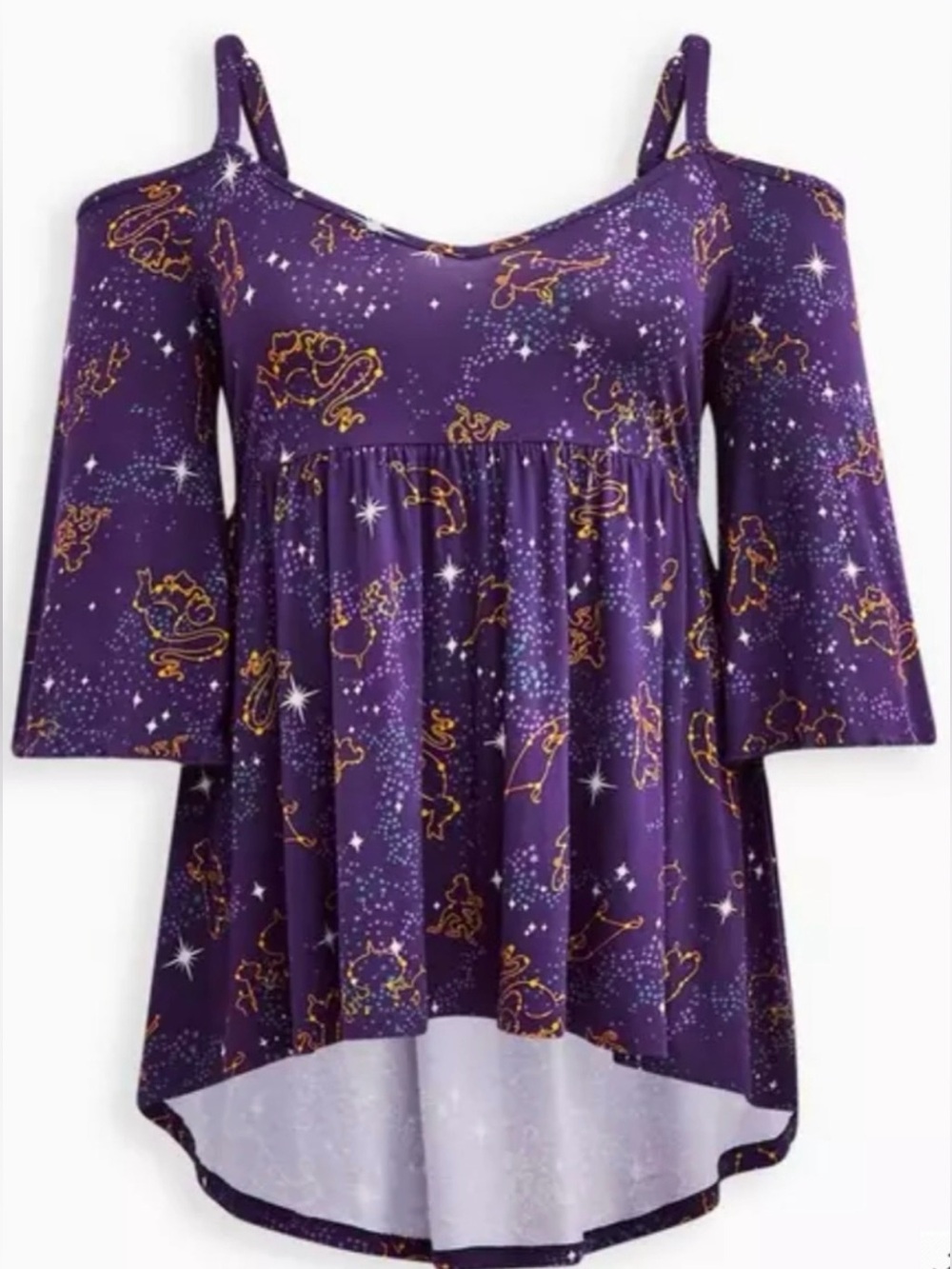 Torrid Disney Aladdin constellations cold shoulder babydoll blouse size 4X